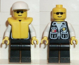 LEGO cop022 Police - Sheriff Star and 2 Pockets, Black Legs, White Arms, White Cap, Life Jacket, Black Sunglasses