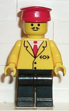 LEGO trn060 Railway Employee 5, Black Legs, Red Hat